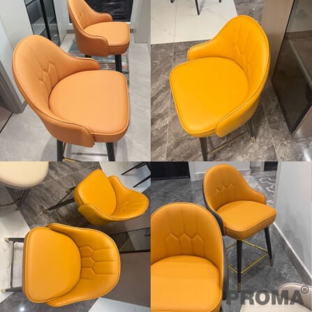  [Pre-order] เก้าอี้บาร์ทรงสูง สไตล์โมเดิร์น Proma-C-62 75 ซม. สีส้ม/ครีม_3